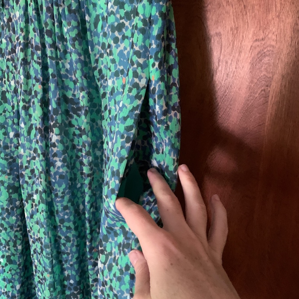 J. Crew silk green/blue abstract dot dress, size 4 - Picture 3 of 4